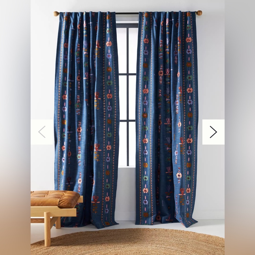 Anthropologie Kacie Curtain set of 50 x 96 panels - Navy (NWT in original bags)